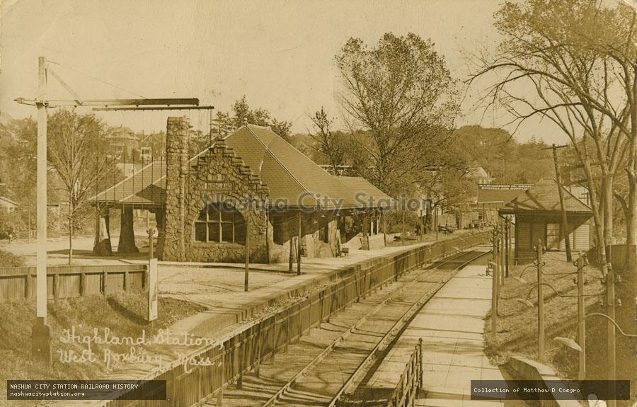 Postcard: Highland Station, West Roxbury, Massachusetts